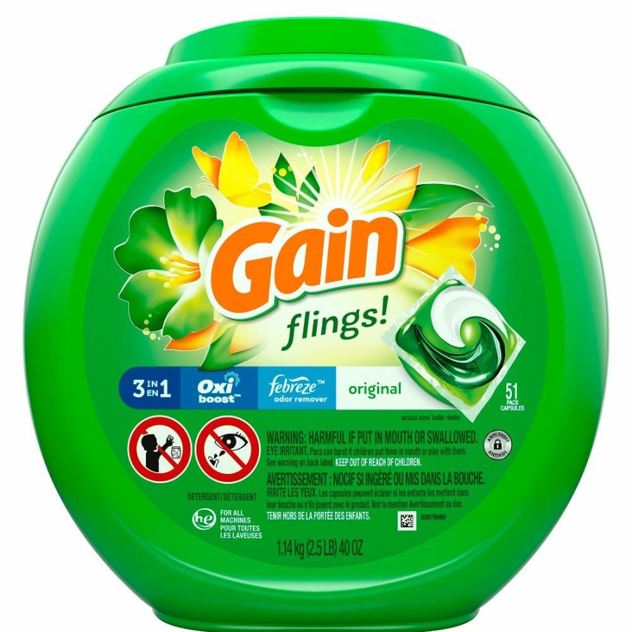 Online Procter And Gamble Distributing Gain Flings Original With Oxi & Febreze Freshness 51 Ct Laundry Detergent