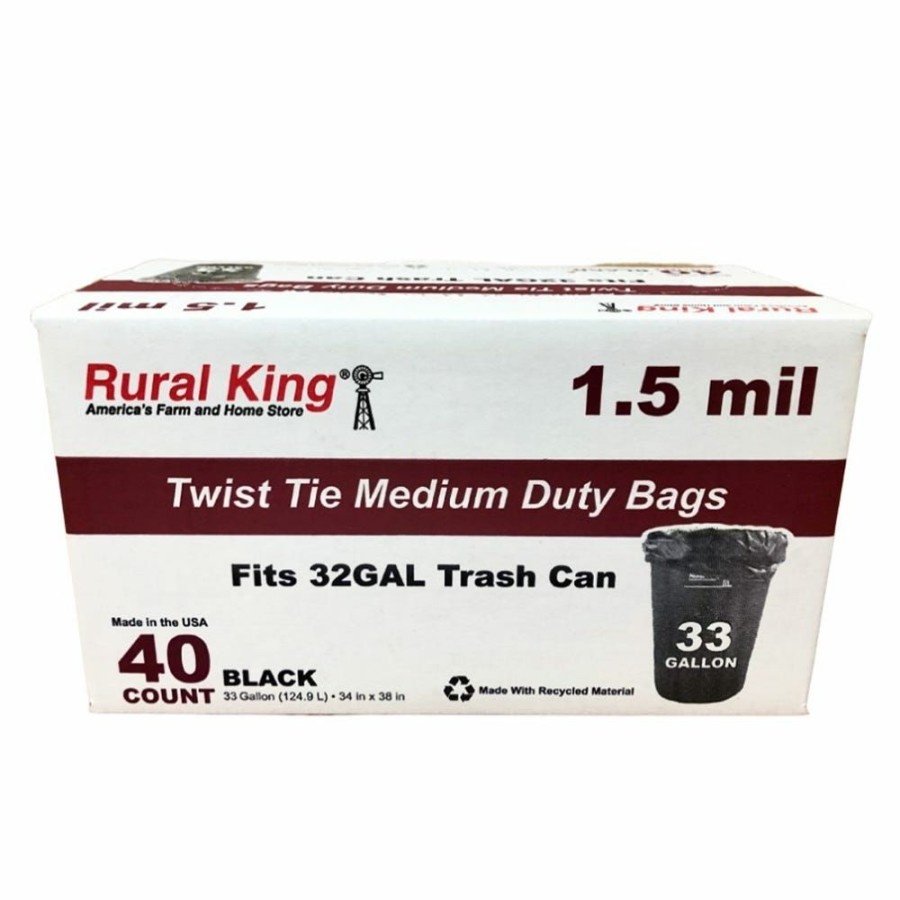 Hot Various Brands Twist Tie Medium Duty 33 Gallon Trash Bags, 40 Count