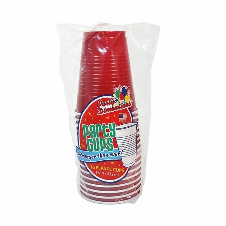 Clearance Party Dimensions Co-Ex Cup, Plastic, Red, 18 Oz. Cups, 16 Pack 84062 Disposable Kitchenware