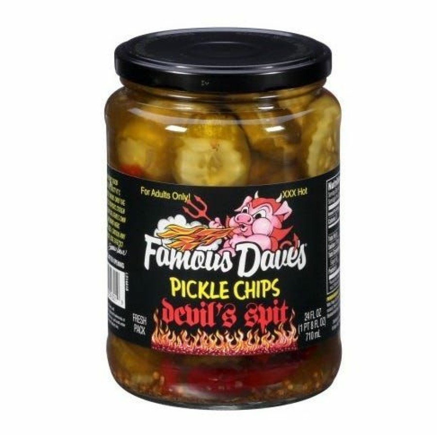 Hot Famous Dave'S Devil'S Spit Pickle Chips, 24 Oz. Jar Pickles & Relishes