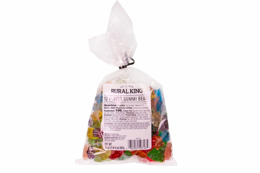 Best Rural King Gummi Bears 12 Flavors, Tie Top Bag Candy & Gum