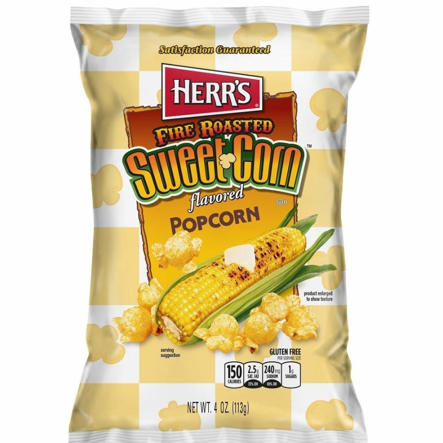 Hot Herr'S Fire Roasted Sweetcorn Popcorn, 4 Oz. Chips & Crackers