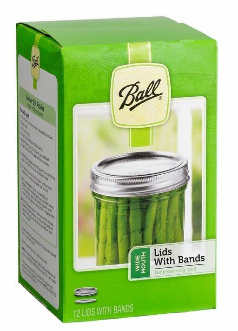 Hot Ball Wide Mouth Mason Jar Lids With Bands, 12 Count 40000 Canning Jars, Bands & Lids