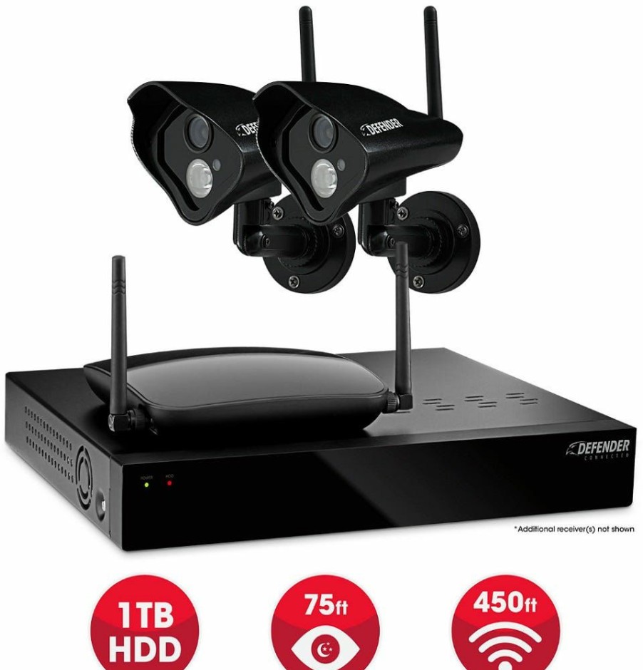 Wholesale Defender 4 Ch Dvr Security System W/ 2 Wireless Night Vision Cameras 21316 Surveillance