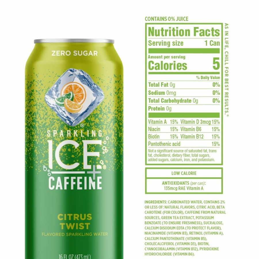 Wholesale Sparkling Ice +Caffeine Citrus Twist Sparkling Water, 16 Oz.