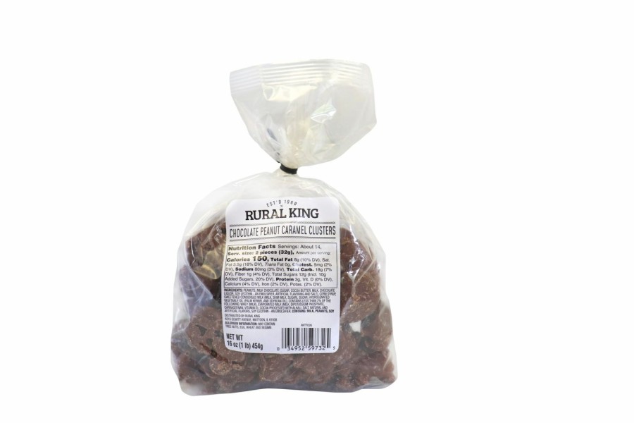 New Rural King Chocolate Caramel Clusters Tie Top Candy & Gum