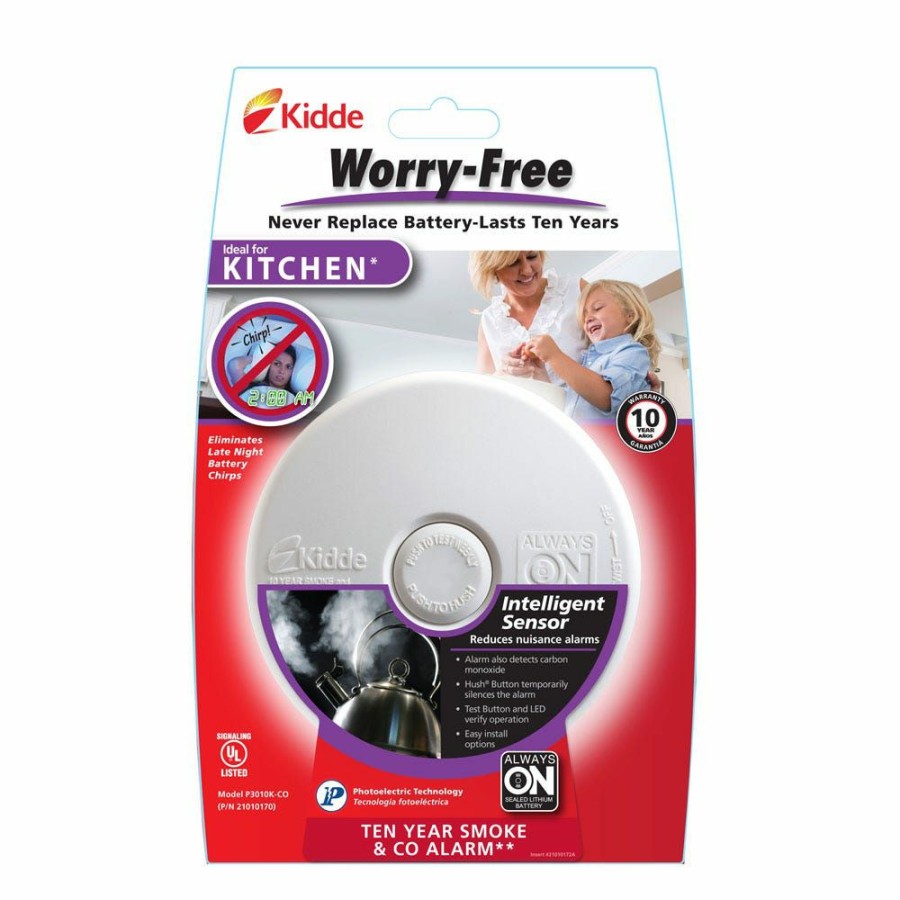 New Kidde P3010K Worry-Free Kitchen 10 Yr Sealed Battery Smoke & Co Alarm 21010170 Detectors & Alarms