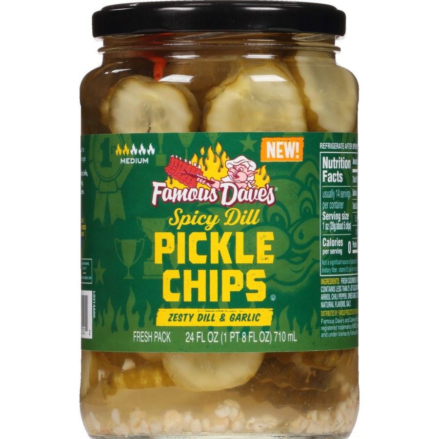 Best Famous Dave'S Spicy Dill Pickle Chips 24Oz Pickles & Relishes