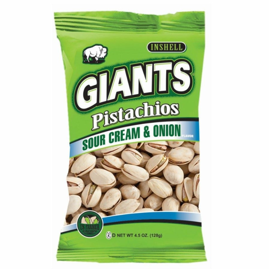 New Giants Sour Cream & Onion Pistachios, 4.5 Oz. Salty Snacks