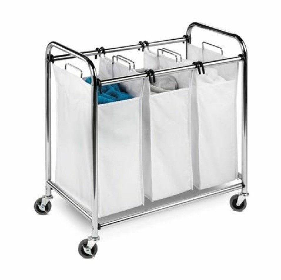 Best Honey-Can-Do Honeycando Chrome Heavyduty Triple Laundry Sorter Srt01235 Laundry Baskets