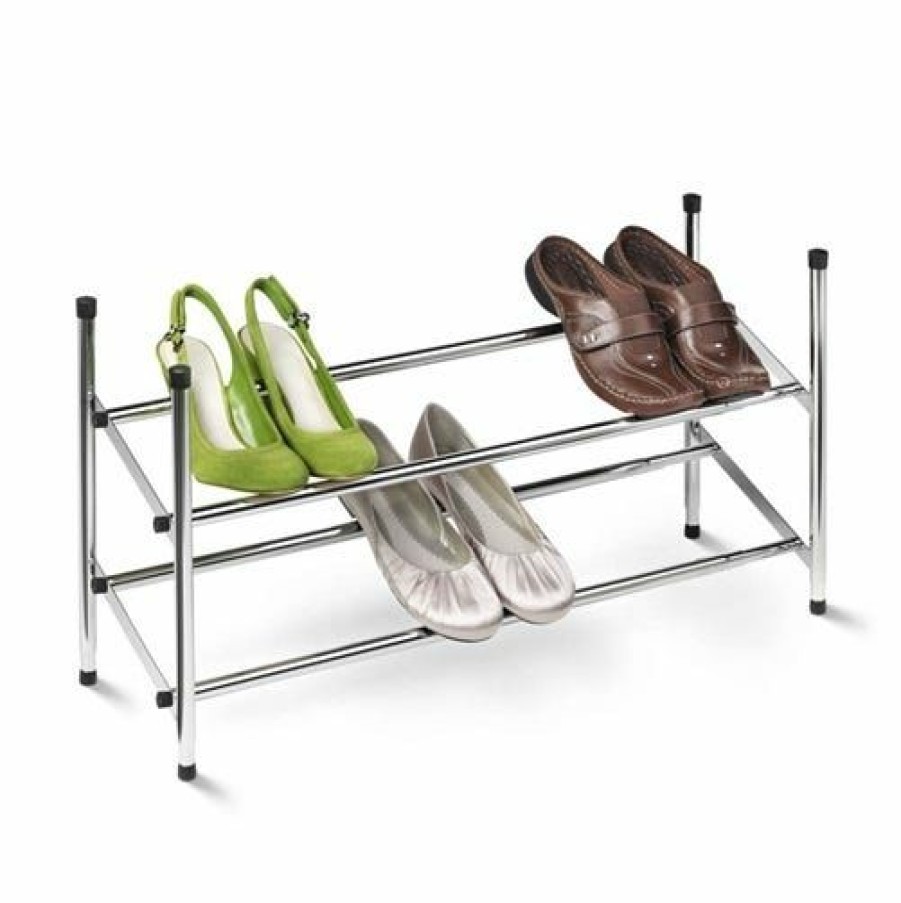 New Honey-Can-Do Honeycando 2Tier Chrome Expandable Stackable Shoe Rack Sho01170 Laundry Baskets