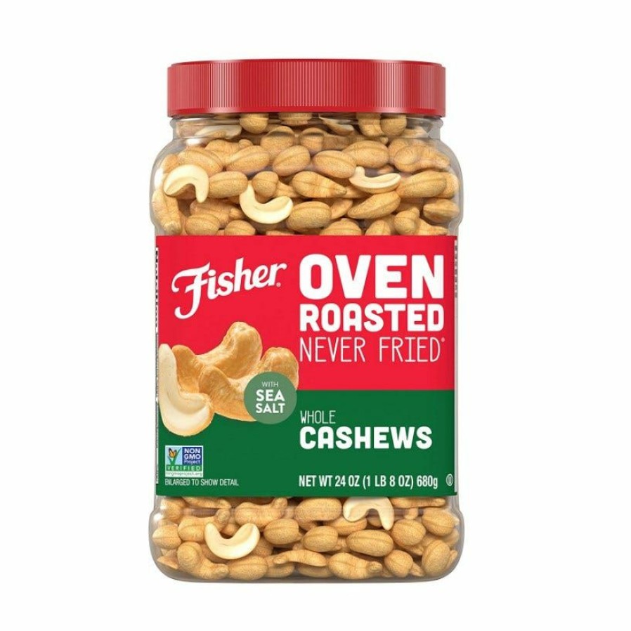 Wholesale Fisher Oven Roasted, Never Fried Whole Cashews, 24 Oz.