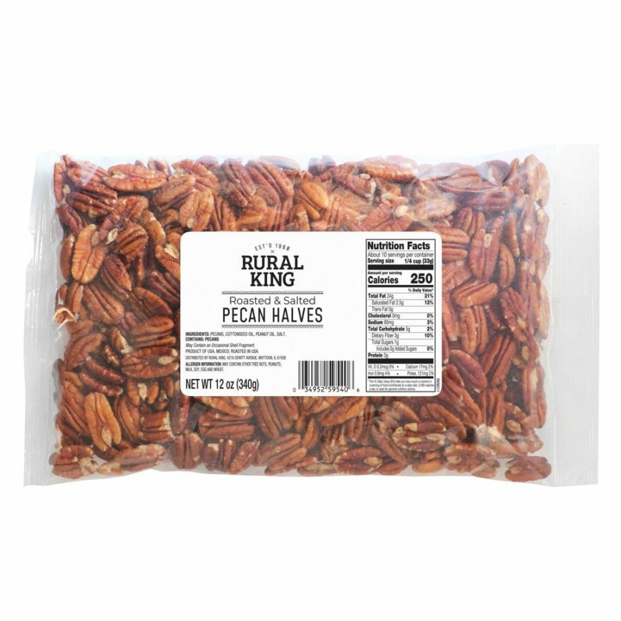 Wholesale Rural King Roasted Salted Pecan Halves, 12 Oz. Pecans, Pistashios & Walnuts