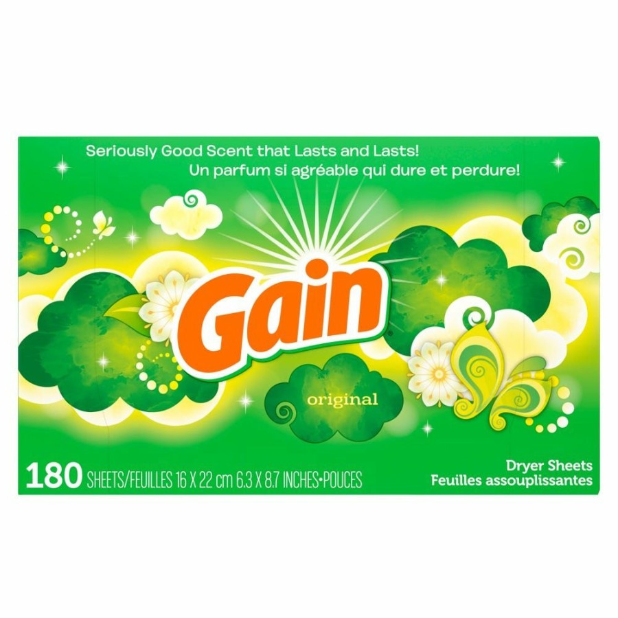 Clearance Gain Dryer Sheets, Original Scent, 180 Sheets 80372900 Laundry Detergent