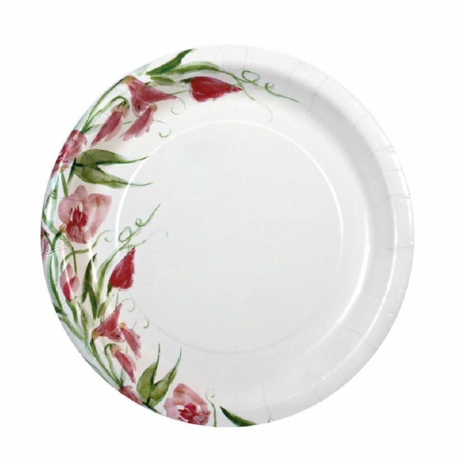 Clearance Nicole Home Collection 10 Paper Plate Pink Floral, 24 Count 77010 Disposable Kitchenware