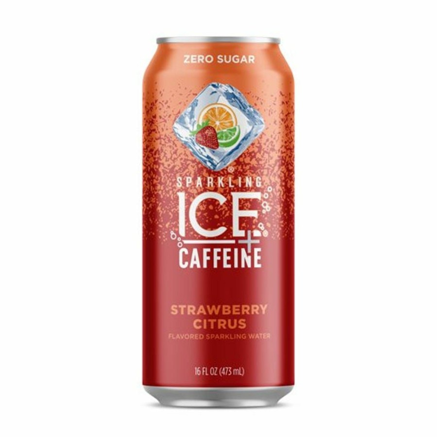 Clearance Sparkling Ice +Caffeine Strawberry Citrus Sparkling Water, 16 Oz.