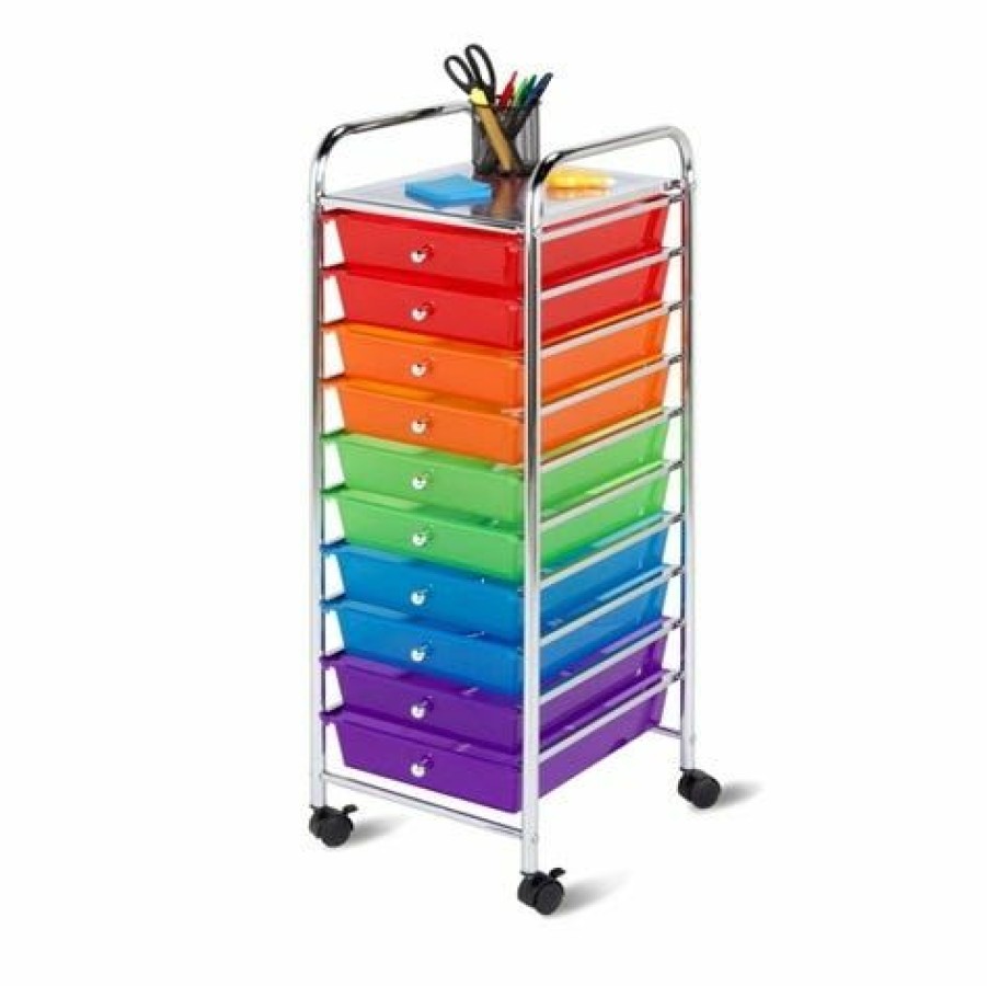 Hot Honey-Can-Do Honeycando Multicolored 10 Drawer Rolling Storage Cart Crt02214 Laundry Baskets