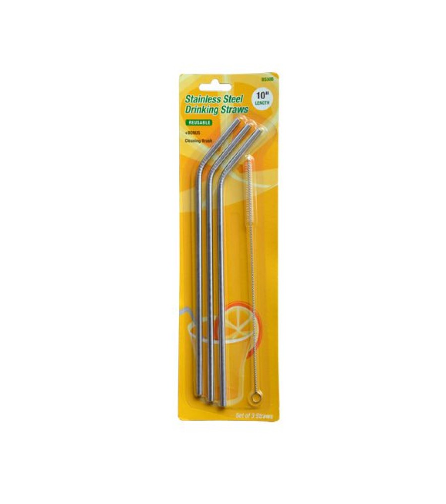 Clearance Various Brands Stainless Steel Drinking Straws With Cleaning Brush 32 Oz 3 Pack Bs30B Cookware & Tools