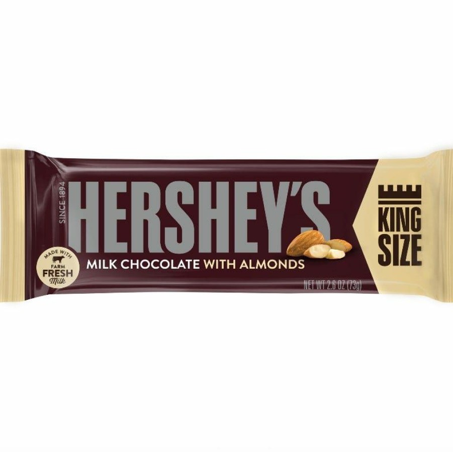 Online Hershey'S Milk Chocolate Candy Bar With Almonds King Size, 2.6 Oz.