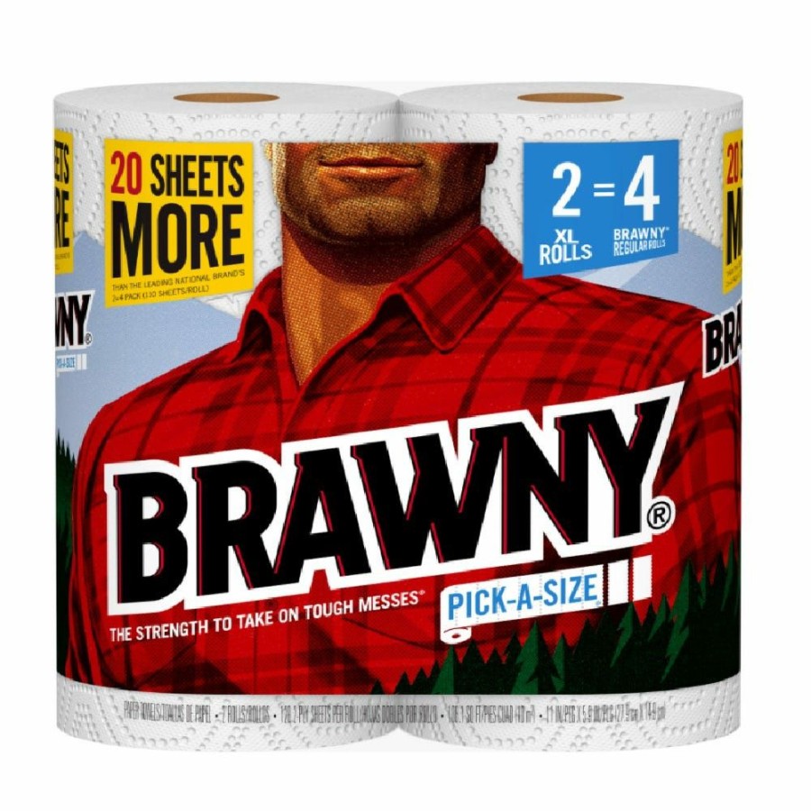 Wholesale Brawny Paper Towels, 2 Xl Rolls, White, Pick-A-Size Sheets, 2 = 4 Regular Rolls 44192 Paper Towels & Napkins