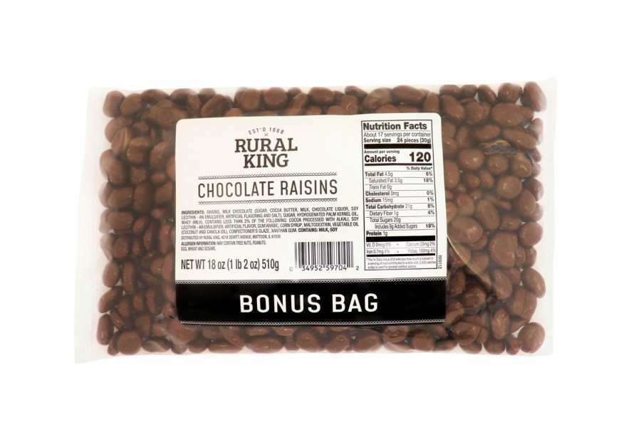 Clearance Rural King Chocolate Raisins 18 Oz. Bonus Bag Candy & Gum