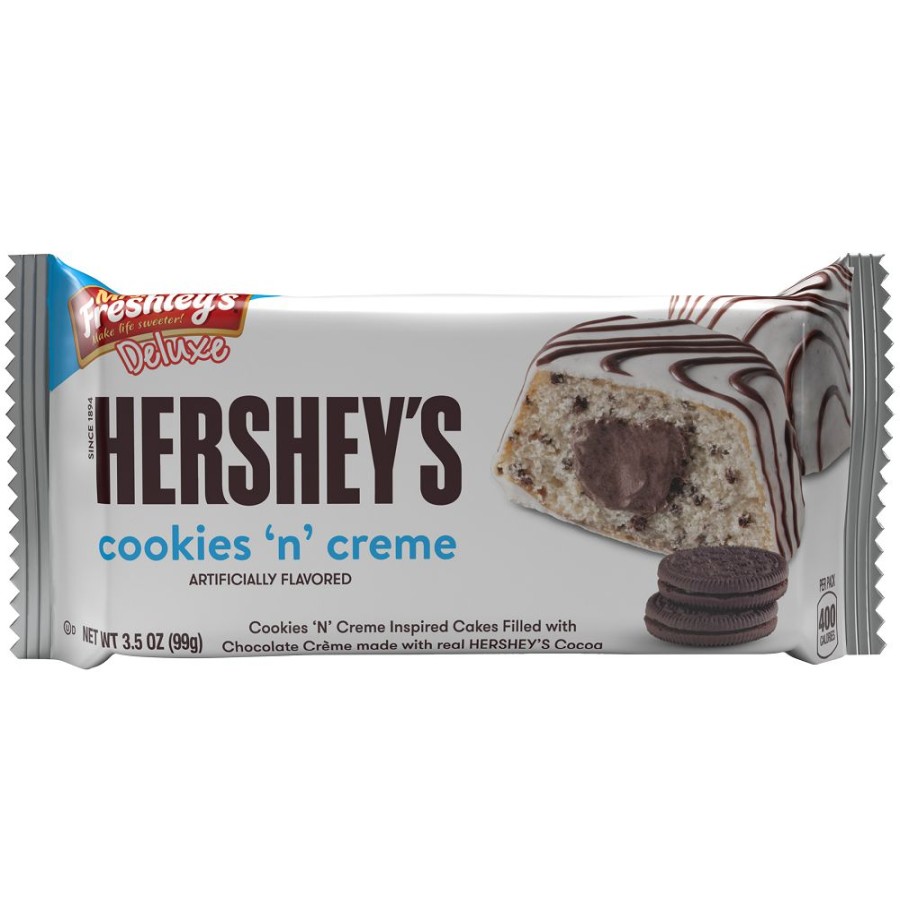 New Mrs. Freshley'S Mrs Freshley'S Deluxe Hershey'S Cookie 'N Creme Cakes, 2 Pack Snacks