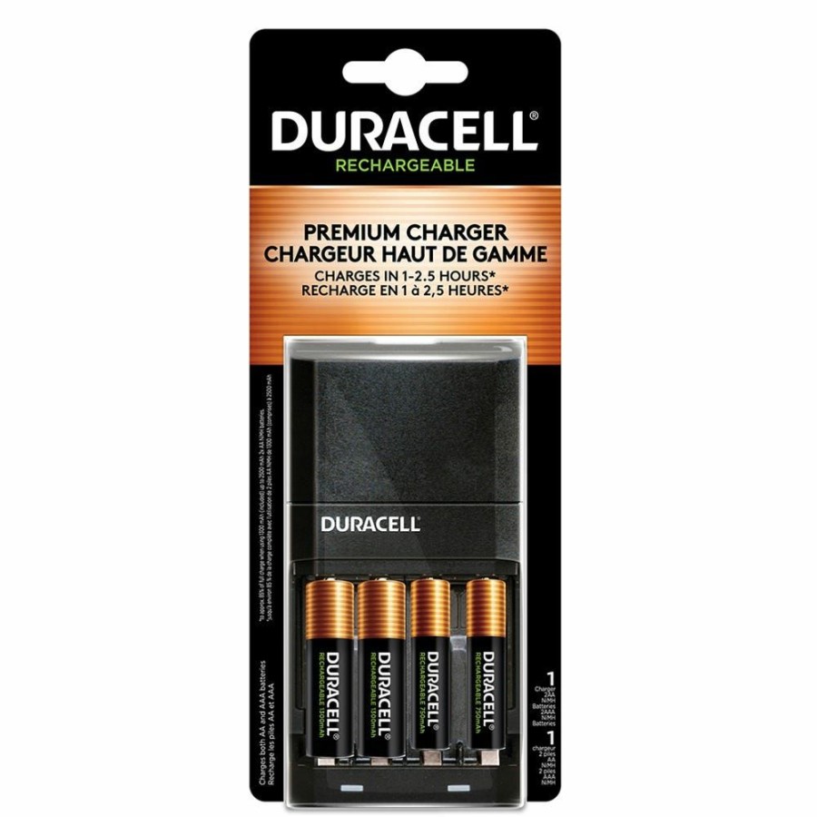 Clearance Duracell Rechargeable Ion Speed 4000 Battery Charger, & 2 Aa & 2 Aaa Batteries Household Batteries