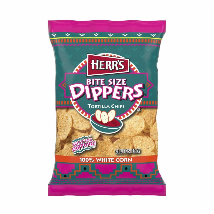 New Herr'S Bite Sized Dippers Tortilla Chips, 10Oz Bag Chips & Crackers