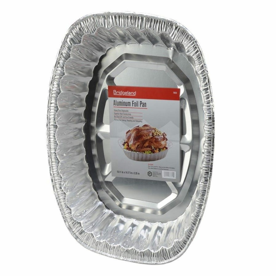 New Bridgeland Aluminum Foil Roasting Oval Pan 76653 Plastic Wrap & Foil