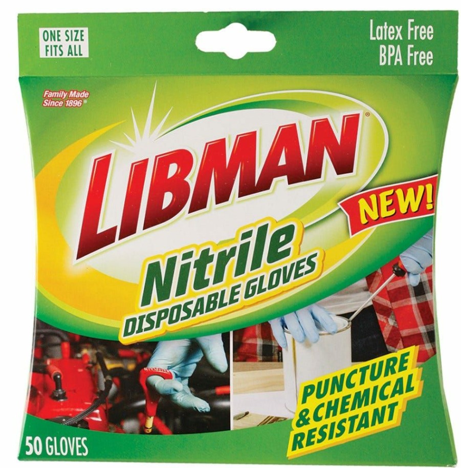 Best Libman Disposable Nitrile Gloves, 50 Count Box Cleaning & Janitorial Supplies