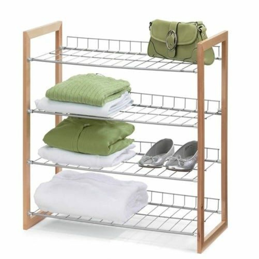 Online Honey-Can-Do Honeycando 4Tier Wood Frame Closet Accessory Storage Shelf Sho01384 Closet Organization