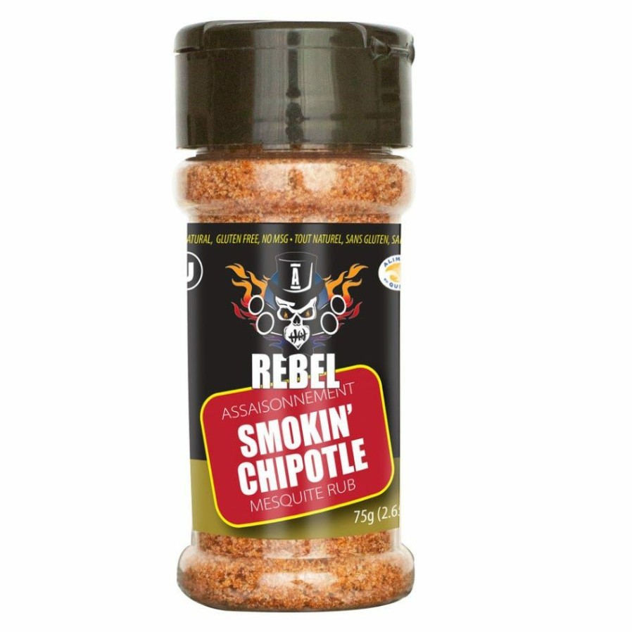 Hot Aubrey D. Rebel Smokin' Chipotle Mesquite Dry Rub, 2.65 Oz. Condiments & Sauces