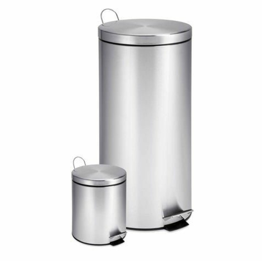 Hot Honey-Can-Do Honeycando Dual Pack Round Stainless Steel Step Trash Cans Trs01886