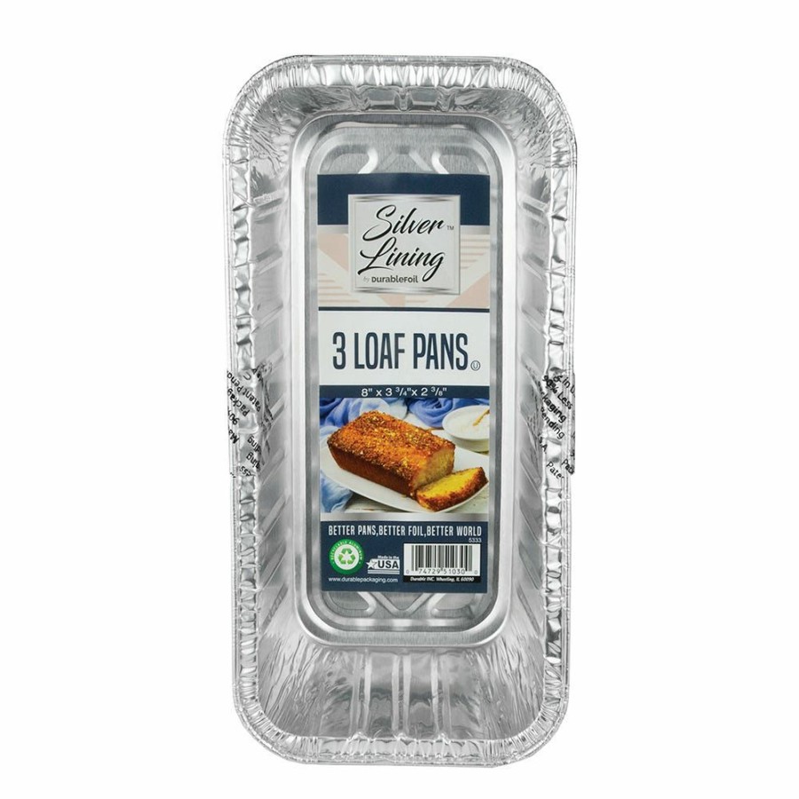 Hot Silver Lining Aluminum Loaf Pans 3 Pack 49770045 Disposable Kitchenware