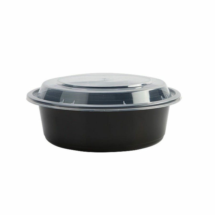 Wholesale Nicole Home Collection Deep Round Container With Lid, 48 Oz. Black, 3 Pack 02249 Disposable Kitchenware