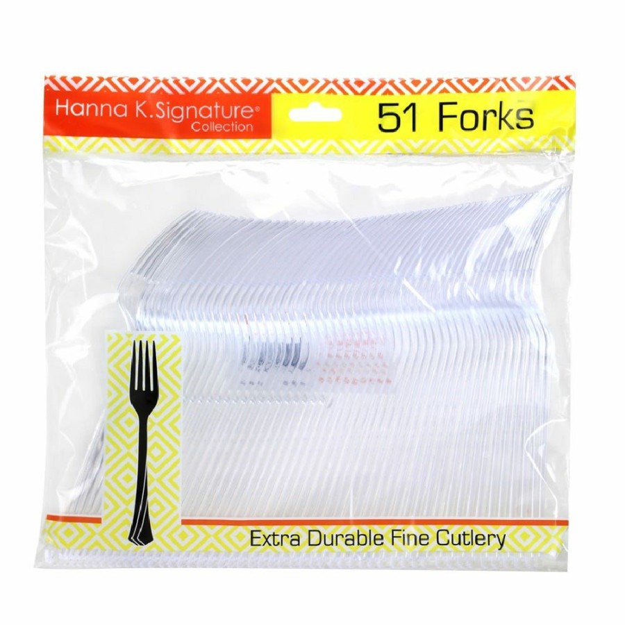 Wholesale Hanna K Clear Plastic Forks, 51 Count 80268 Disposable Kitchenware