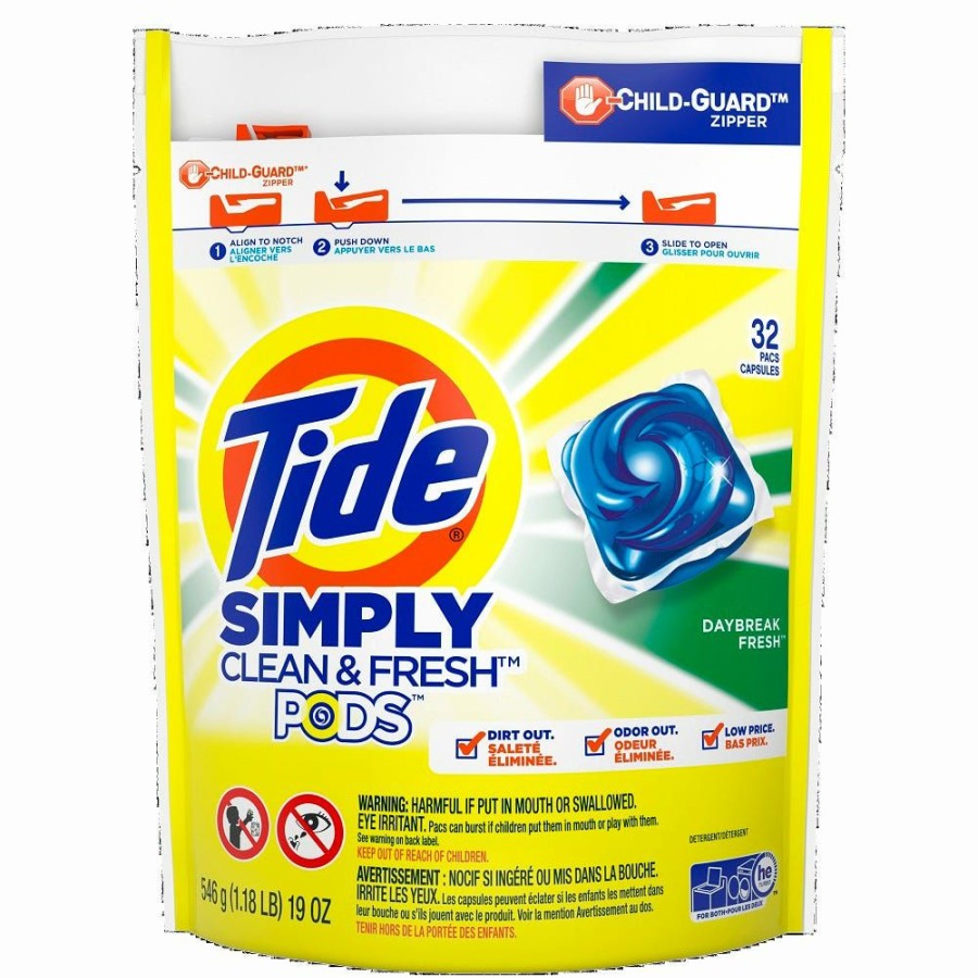 Clearance Procter And Gamble Distributing Tide Simply Pods +Oxi Day Break Fresh 32 Ct Laundry Detergent