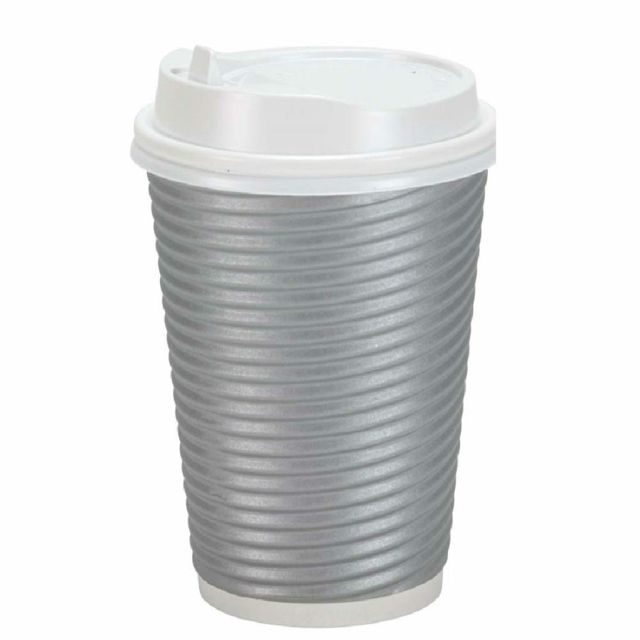 New Nicole Home Collection Premium Quality Paper Silver Hot Cups, 12 Oz. 00740 Disposable Kitchenware