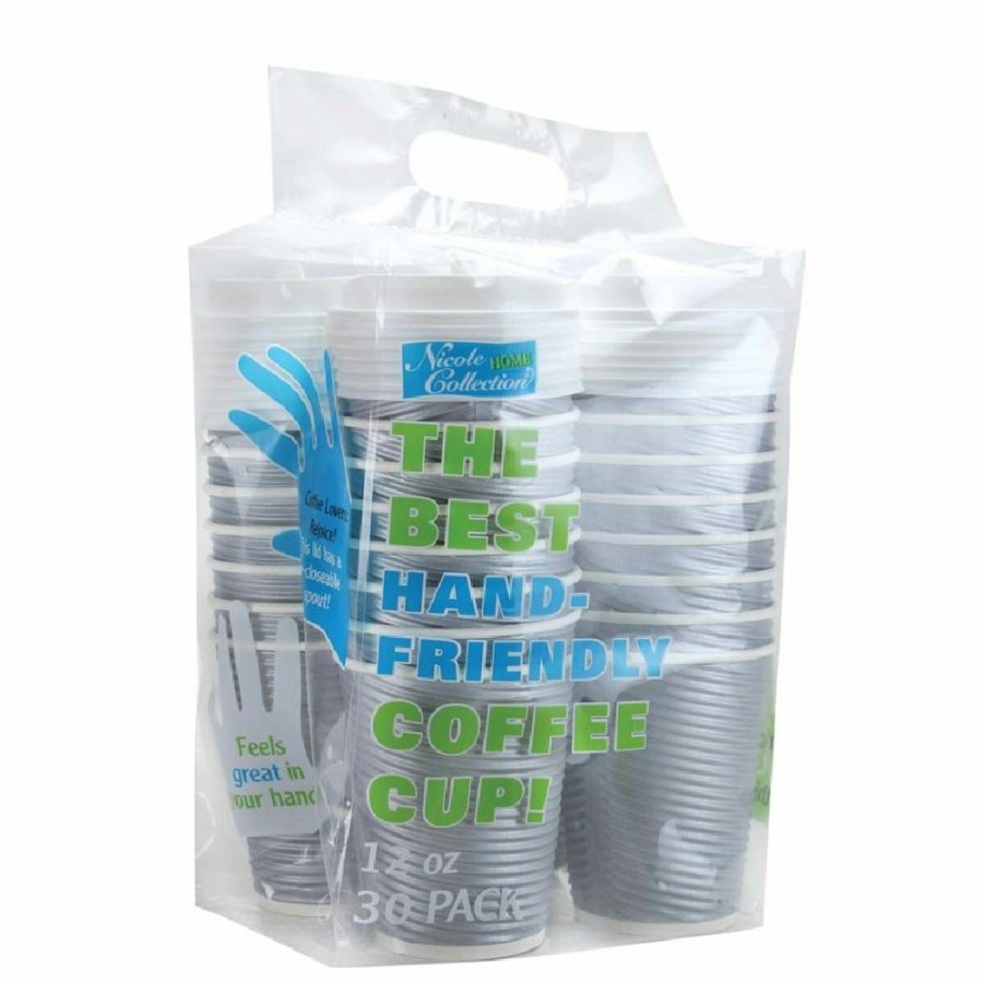 New Nicole Home Collection Premium Quality Paper Silver Hot Cups, 12 Oz. 00740 Disposable Kitchenware