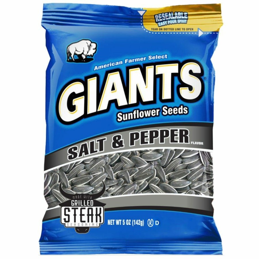 Hot Giants Salt & Pepper Sunflower Seeds, 5Oz. Salty Snacks