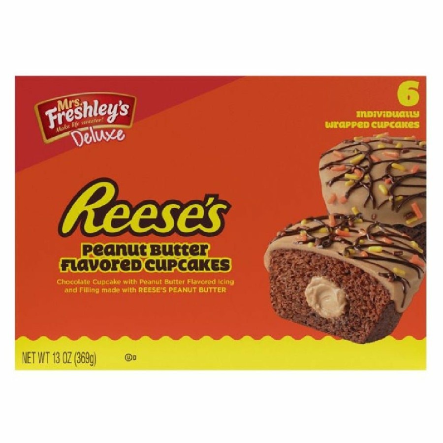 Clearance Mrs. Freshley'S Deluxe Reese'S Peanut Butter Flavored Cupcakes, 6 Count Novelty Treats