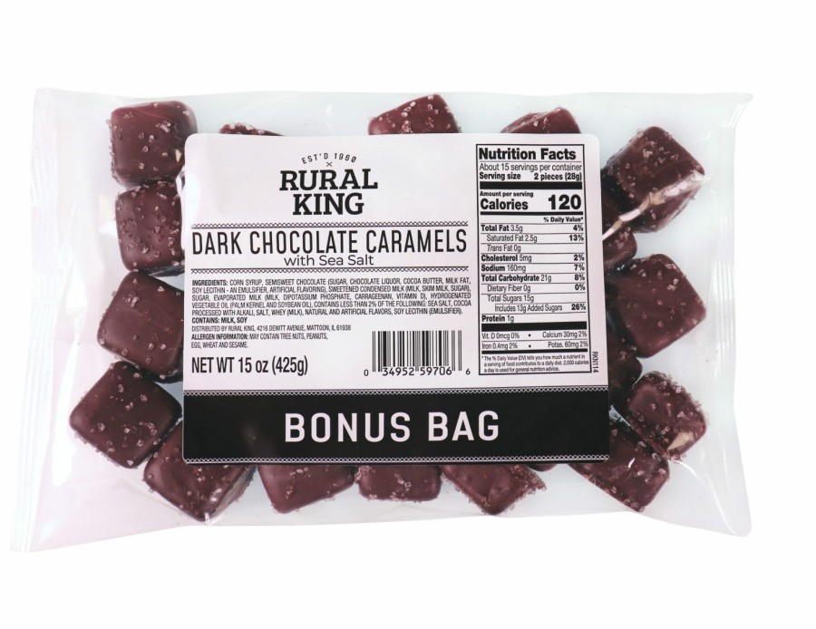 Best Rural King Dark Chocolate Sea Salt Caramels, Bonus Bag Candy & Gum