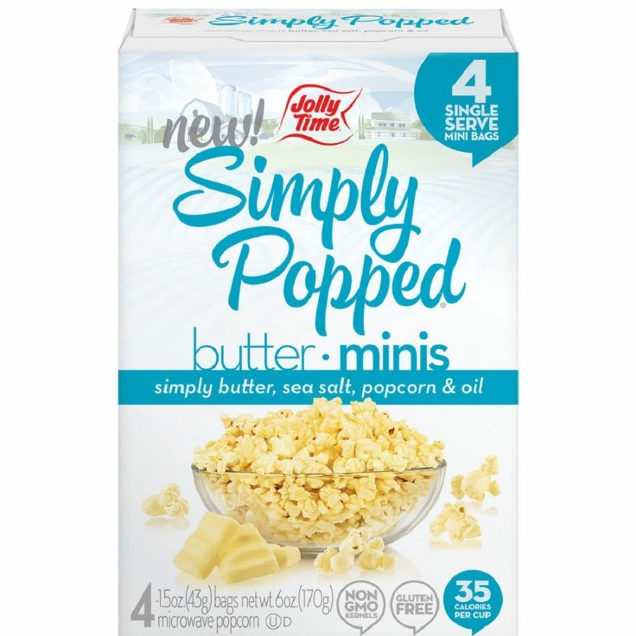 Hot Jolly Time Popcorn Simply Popped Butter Minis Microwave Popcorn, 4 Count