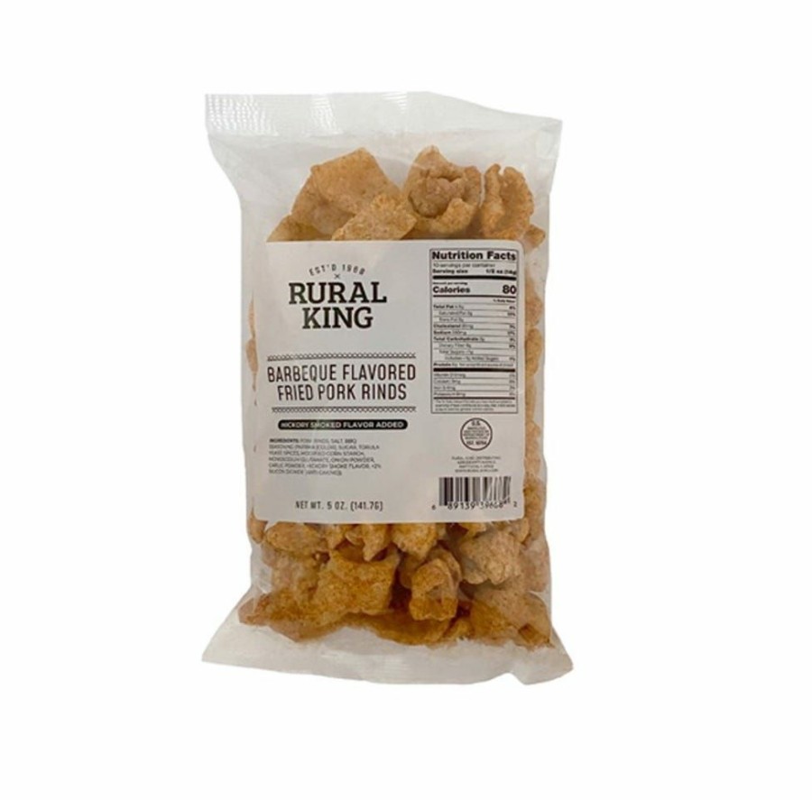 New Rural King Bbq Pork Rinds, 5 Oz. Bag Chips & Crackers