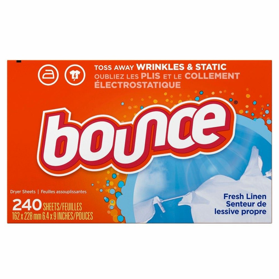 New Procter And Gamble Distributing Bounce Fabric Softener Dryer Sheets Fresh Linen 240Ct Laundry Detergent