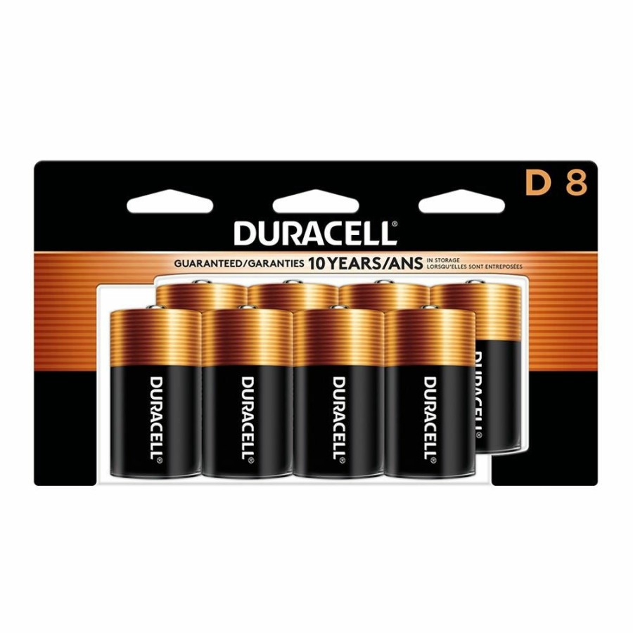 New Duracell Coppertop D Alkaline Batteries, 8 Pack Household Batteries