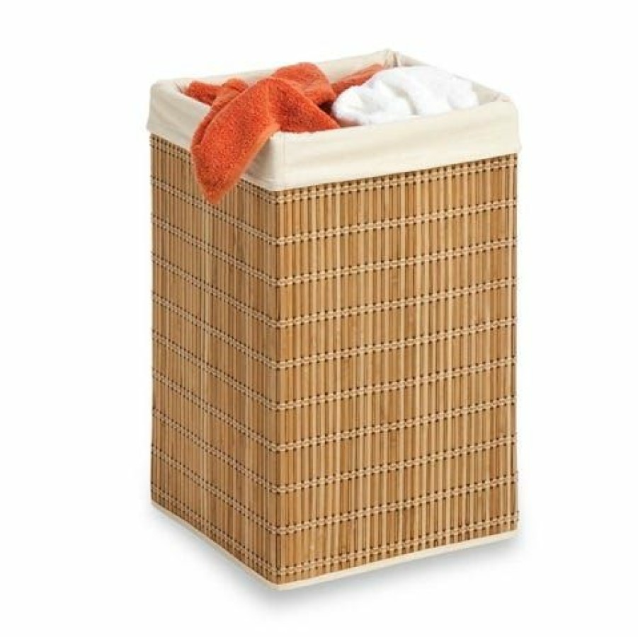 Best Honey-Can-Do Honeycando Square Wicker Bamboo Hamper W/ Liner Hmp01620 Laundry Baskets