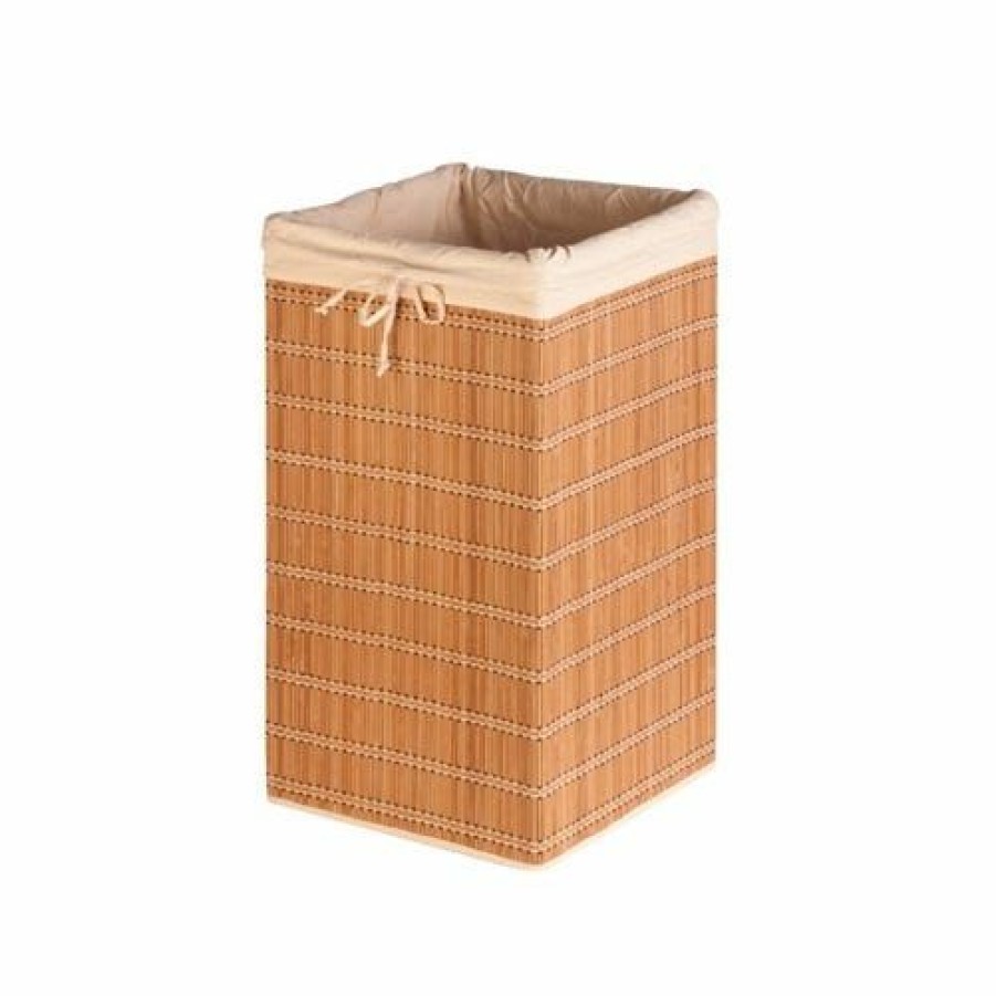 Best Honey-Can-Do Honeycando Square Wicker Bamboo Hamper W/ Liner Hmp01620 Laundry Baskets