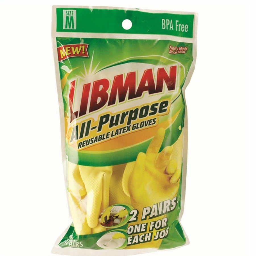 Best Libman All-Purpose Reusable Latex Gloves 2-Pack, Medium Cleaning & Janitorial Supplies