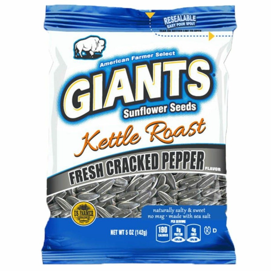 Best Giants Kettle Roast Fresh Cracked Pepper Sunflower Seeds, 5Oz. Salty Snacks